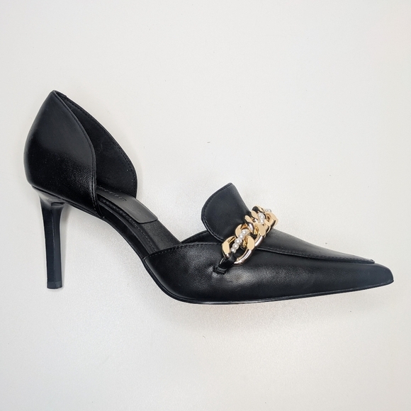 Karl Lagerfeld Paris Shivani Point Toe Embellished Pumps Black Leather Size 9 - Picture 3 of 10